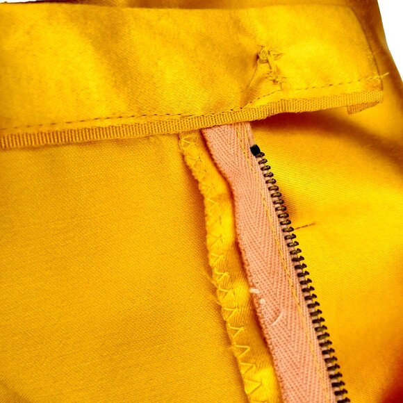 Vintage Yellow Yellow Satin Wiggle Pencil Skirt Size S 50s Metal Zipper - Picture 6 of 11